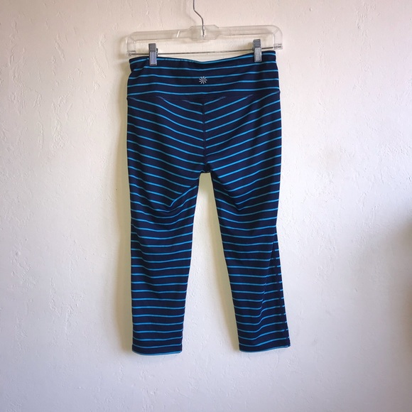 Athleta stripe chaturanga blue Capri leggings - Picture 3 of 6